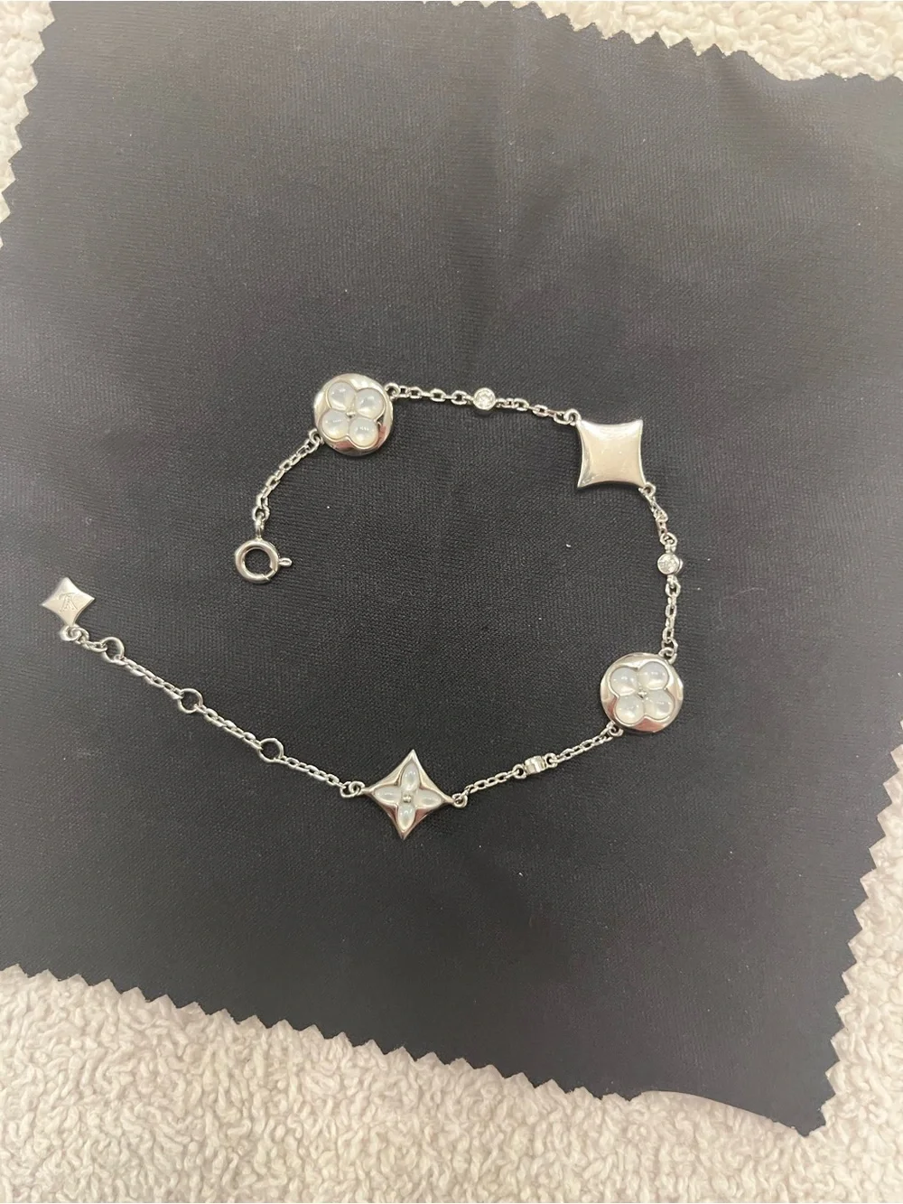 Louis Vuitton Monogram Station Bracelet in White and Silver